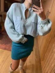 Orj. Marka Su yeşili cepli kazak