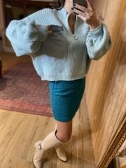 Orj. Marka Su yeşili cepli kazak