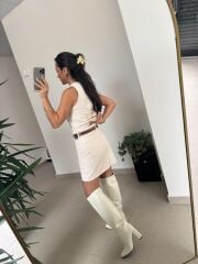 Spt 431 Ekru Denim Etek