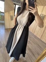 Ms Black beige piece padded aerobic dress