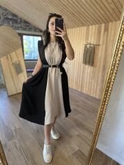 Ms Black beige piece padded aerobic dress