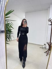 Ry 0144 Dantel Detaylı Triko Kalem Etek