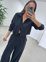 Fp 50960 Siyah Üç Düğmeli Gömlekli Takım