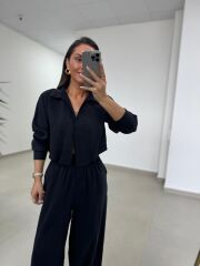 Fp 50960 Siyah Üç Düğmeli Gömlekli Takım