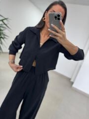 Fp 50960 Siyah Üç Düğmeli Gömlekli Takım