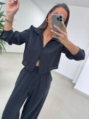 Fp 50960 Siyah Üç Düğmeli Gömlekli Takım