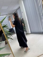 Dr 4021 Siyah Poplin Detaylı Elbise