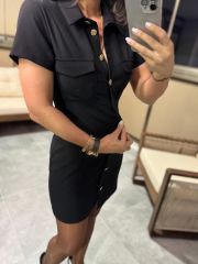 Dv 90905 Gold Düğme Detaylı Elbise