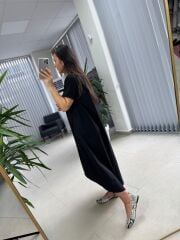 Dr 4021 Siyah Poplin Detaylı Elbise