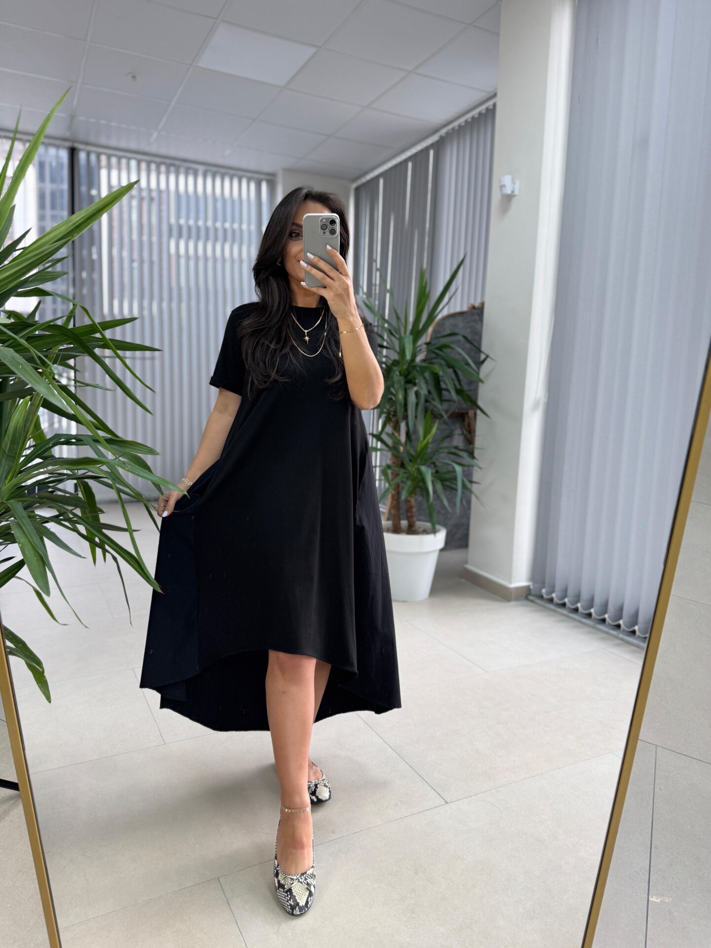 Dr 4021 Siyah Poplin Detaylı Elbise