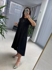 Dr 4021 Siyah Poplin Detaylı Elbise