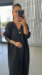 Dr Siyah Deri Detaylı Belmando Elbise