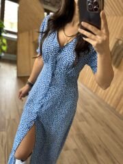 My 3141 Blue waist drawstring shirt dress
