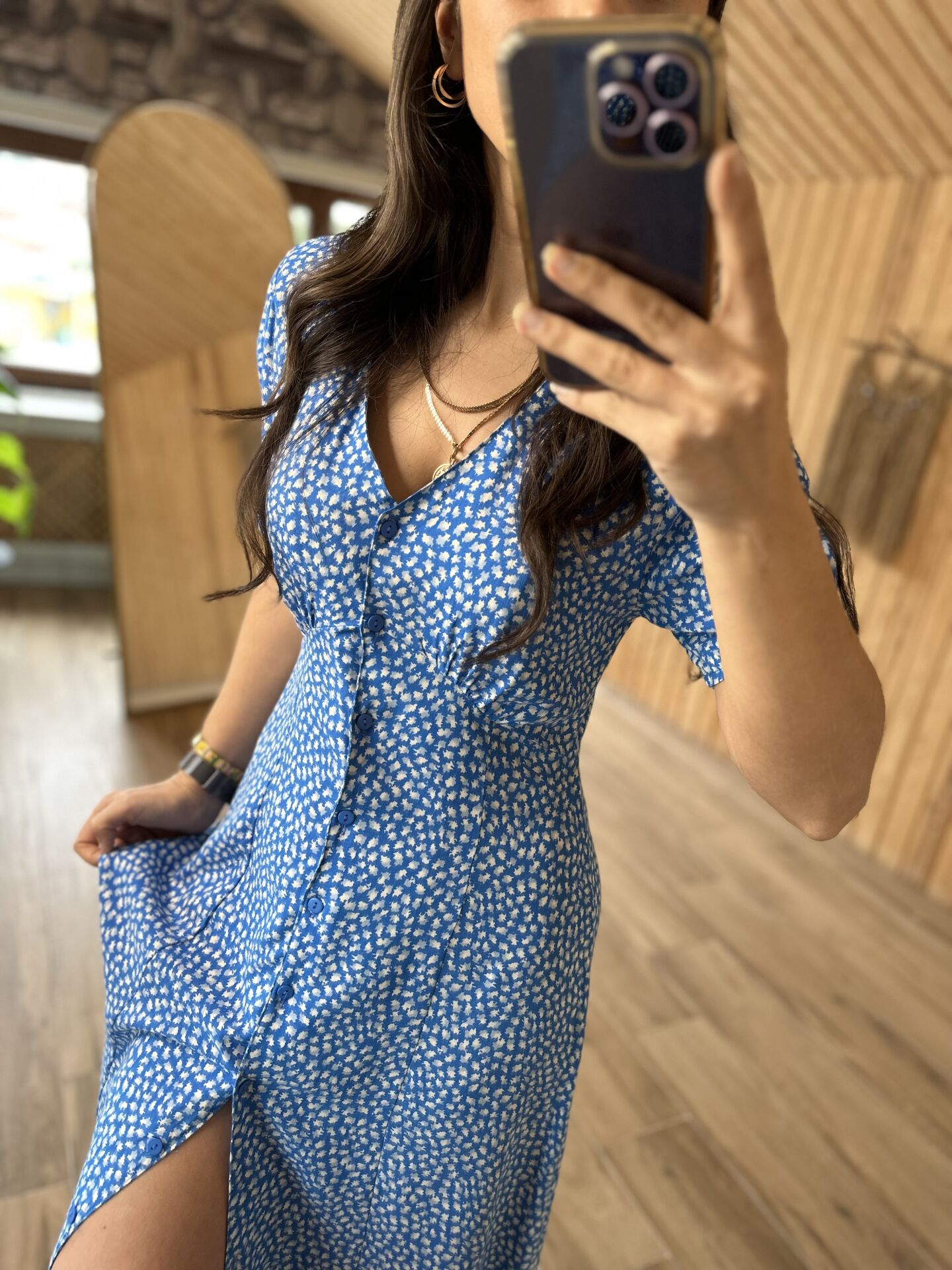 My 3141 Blue waist drawstring shirt dress