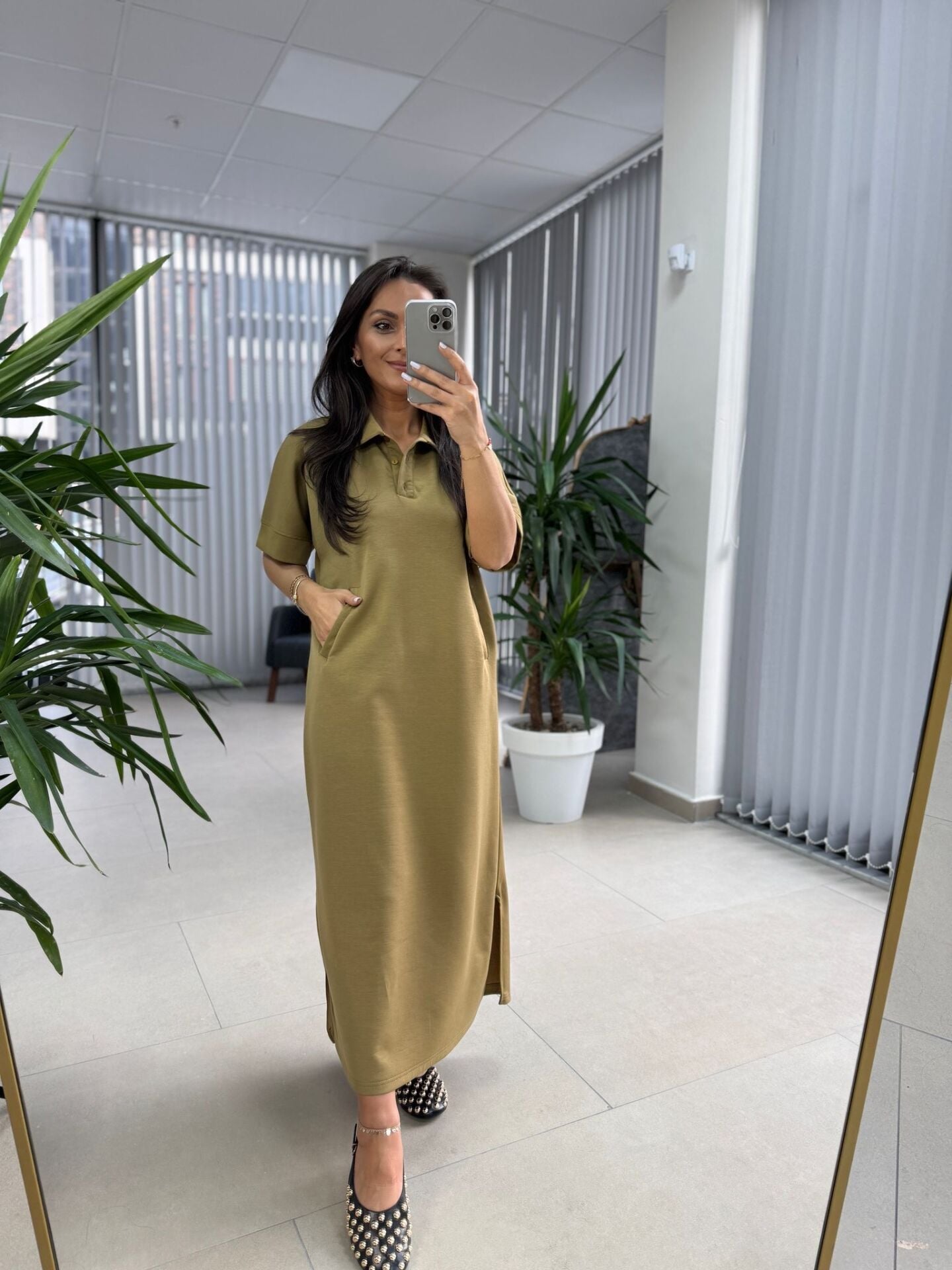 Dr 8292 Oil Polo Yaka Modal Elbise