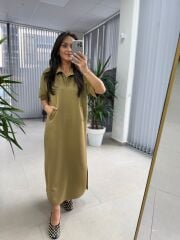 Dr 8292 Oil Polo Yaka Modal Elbise
