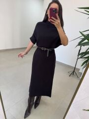 Po 2722 A.Kahve Balıkçı Yaka Kısa Kollu Elbise