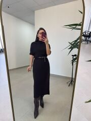 Po 2722 A.Kahve Balıkçı Yaka Kısa Kollu Elbise