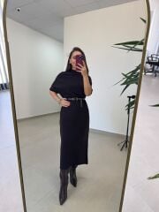 Po 2722 A.Kahve Balıkçı Yaka Kısa Kollu Elbise