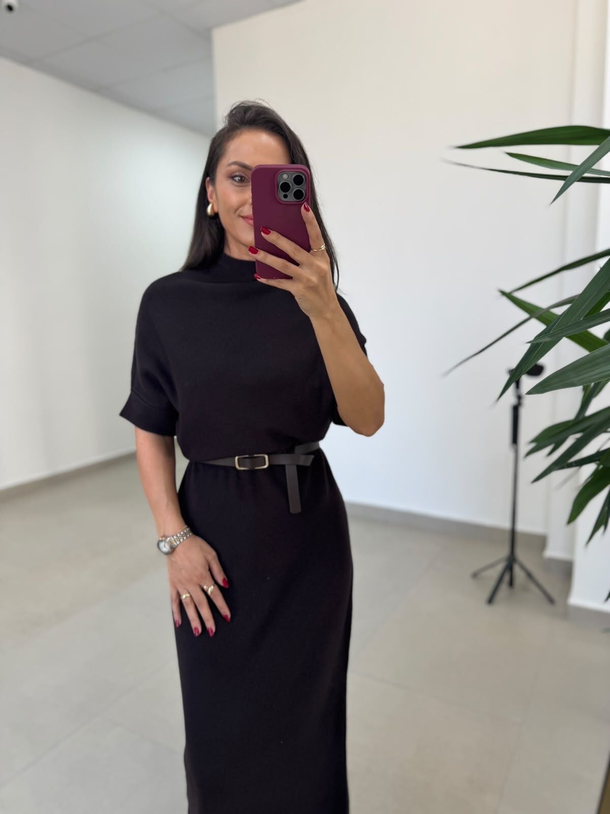 Po 2722 A.Kahve Balıkçı Yaka Kısa Kollu Elbise