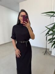 Po 2722 A.Kahve Balıkçı Yaka Kısa Kollu Elbise