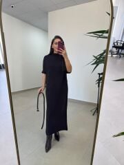 Po 2722 A.Kahve Balıkçı Yaka Kısa Kollu Elbise