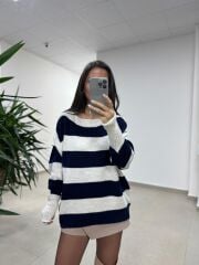 Mz 22846 Laci Kayık Yaka Çizgili Triko