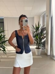 Bb 29931 Fermuarlı Denim Yelek