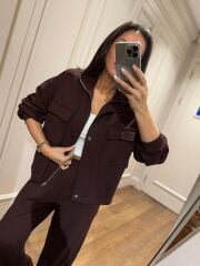 Art 3003 Çıtçıt Detaylı Acı Kahve Modal Takım