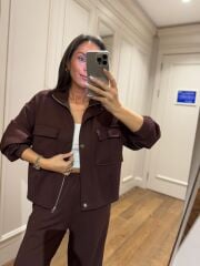 Art 3003 Çıtçıt Detaylı Acı Kahve Modal Takım