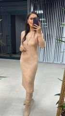 Somon Yumoş Triko Elbise