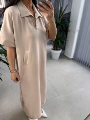 Dr 8292 Taş Polo Yaka Modal Elbise