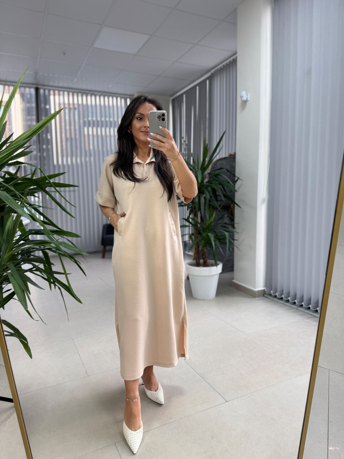 Dr 8292 Taş Polo Yaka Modal Elbise