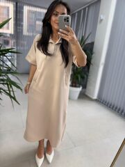 Dr 8292 Taş Polo Yaka Modal Elbise