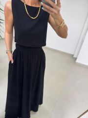 Ms 4000 Pamuk Keten Etekli Siyah Takım