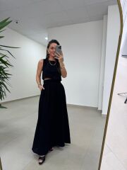 Ms 4000 Pamuk Keten Etekli Siyah Takım