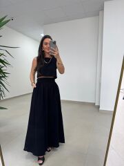 Ms 4000 Pamuk Keten Etekli Siyah Takım