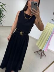 Ms 4000 Pamuk Keten Etekli Siyah Takım