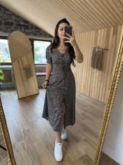 My 3141 Black waist drawstring shirt dress