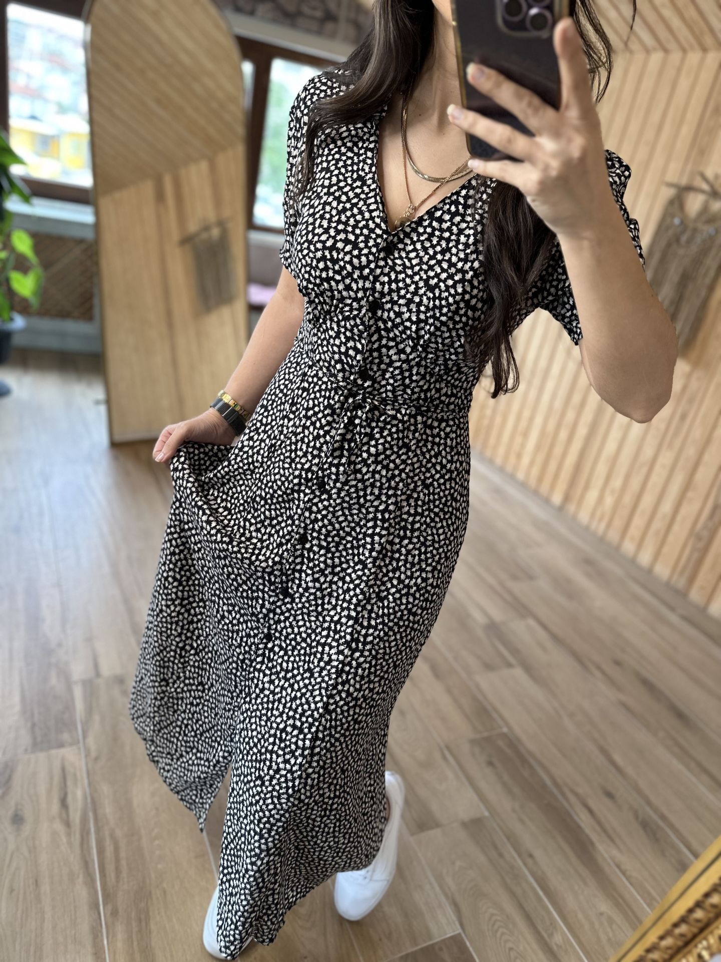 My 3141 Black waist drawstring shirt dress