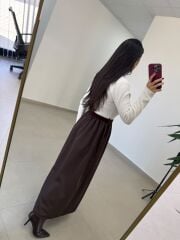 Po 2850 Triko ve Paraşüt Kumaş Birleşik Kemerli Elbise