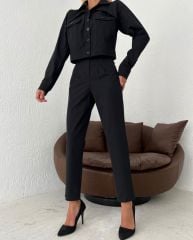 Pamuk Keten Siyah Takım