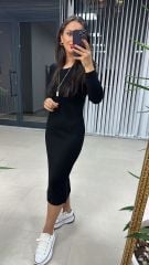 Siyah Yumoş Triko Elbise