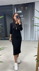 Siyah Yumoş Triko Elbise