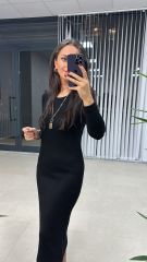 Siyah Yumoş Triko Elbise
