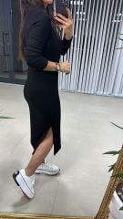 Siyah Yumoş Triko Elbise