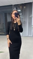Siyah Yumoş Triko Elbise