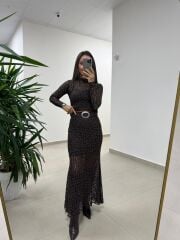 1566 Kahve Gümüş Halkalı Kemer