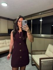 Fw 8183 Gold Buttoned Sleeveless Burgundy Dress