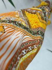 Mc 5830 Mustard Ethnic Pattern Chiffon Dress